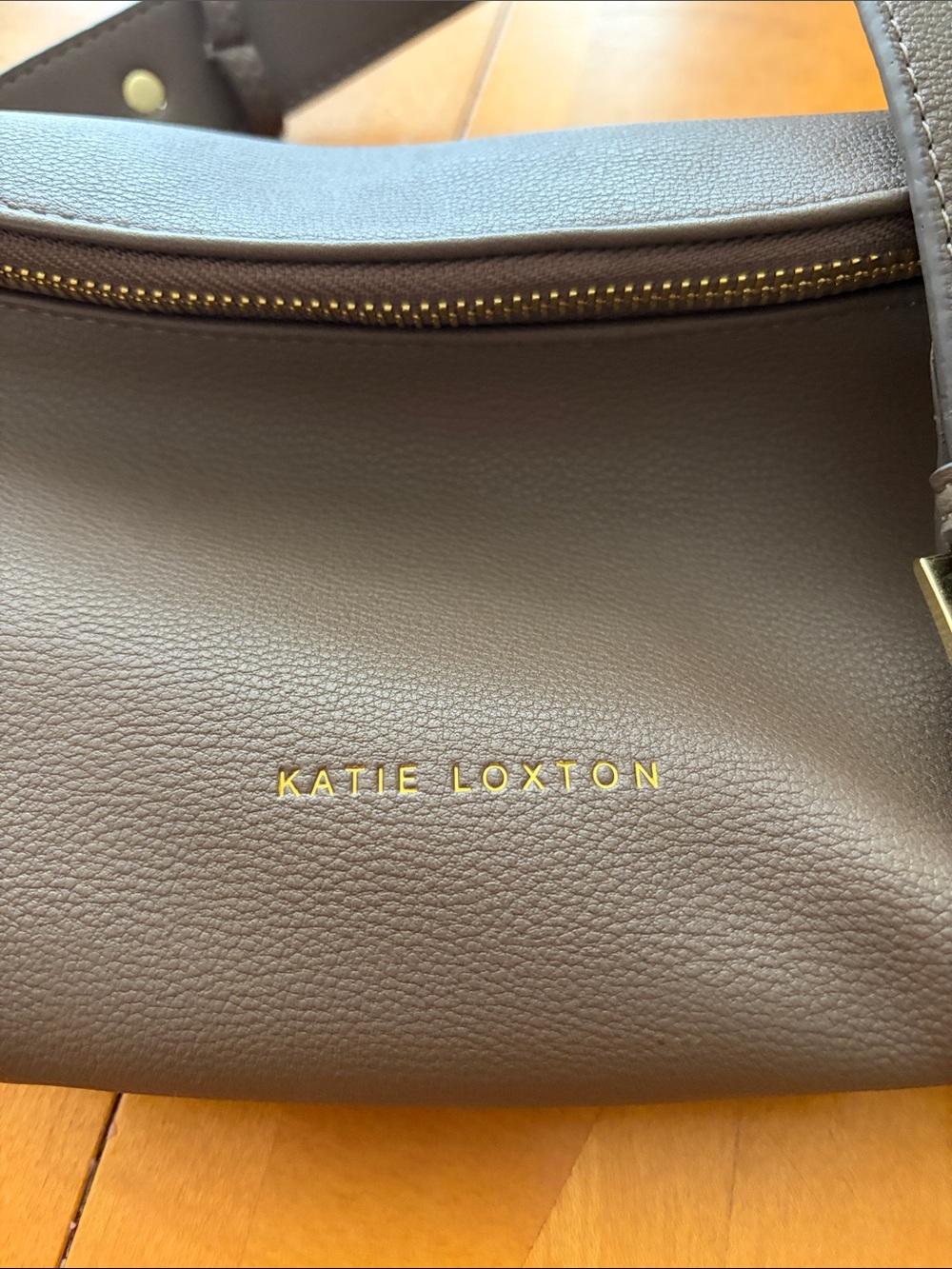 Brown Crossbody Bag with Gold Accents